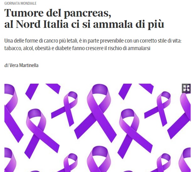articolo del corriere sul tumore al pancreas